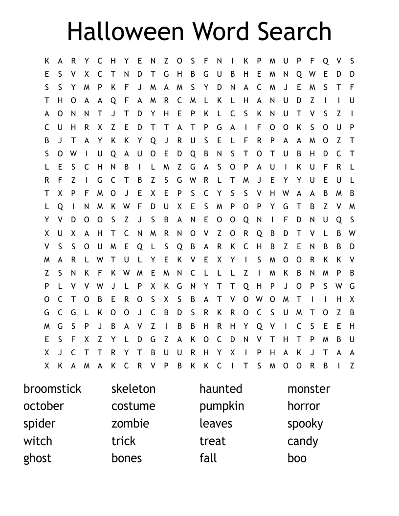Halloween Word Search