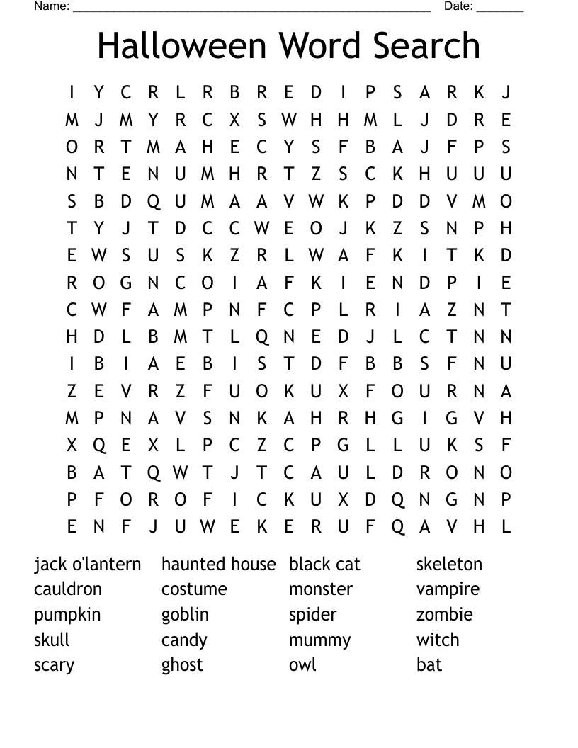 Halloween Word Search