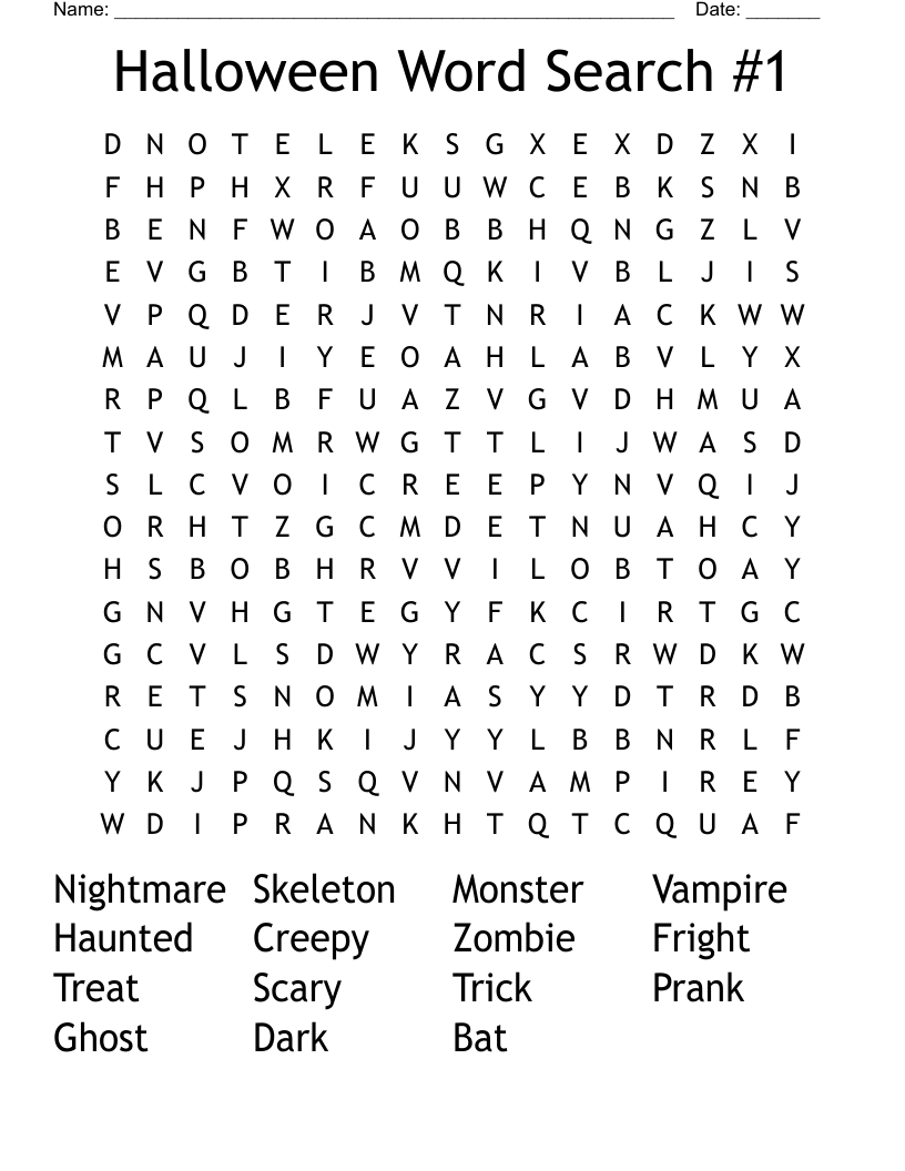 Halloween Word Search #1