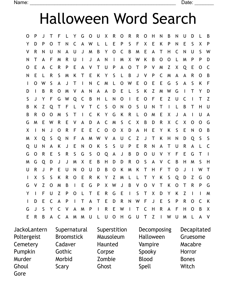 Halloween Word Search