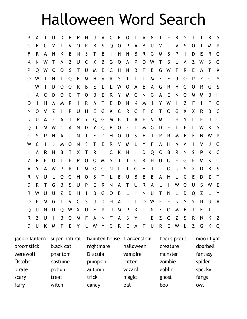 Halloween Word Search