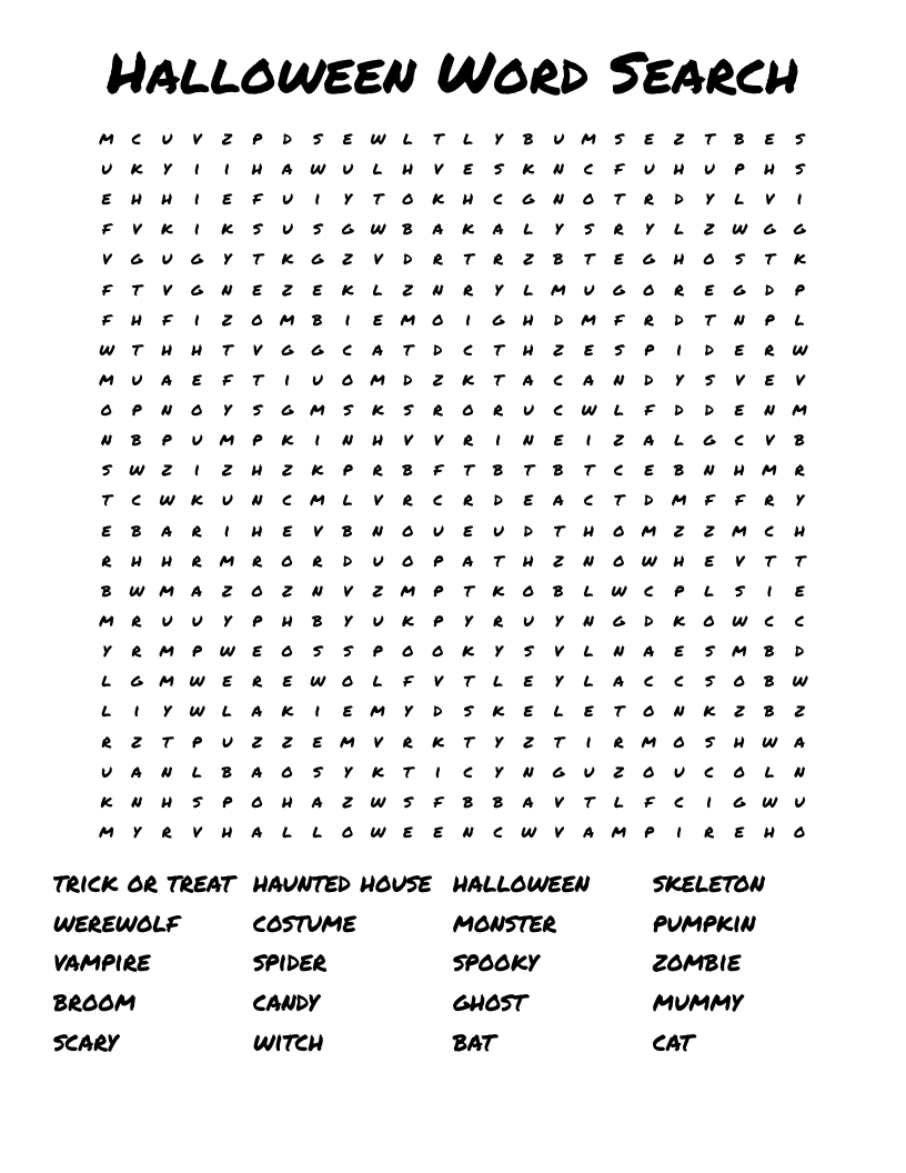 Halloween Word Search
