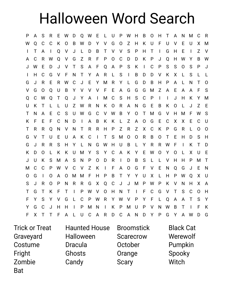 Halloween Word Search
