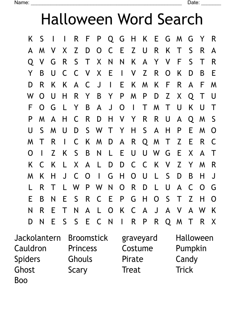 Halloween Word Search