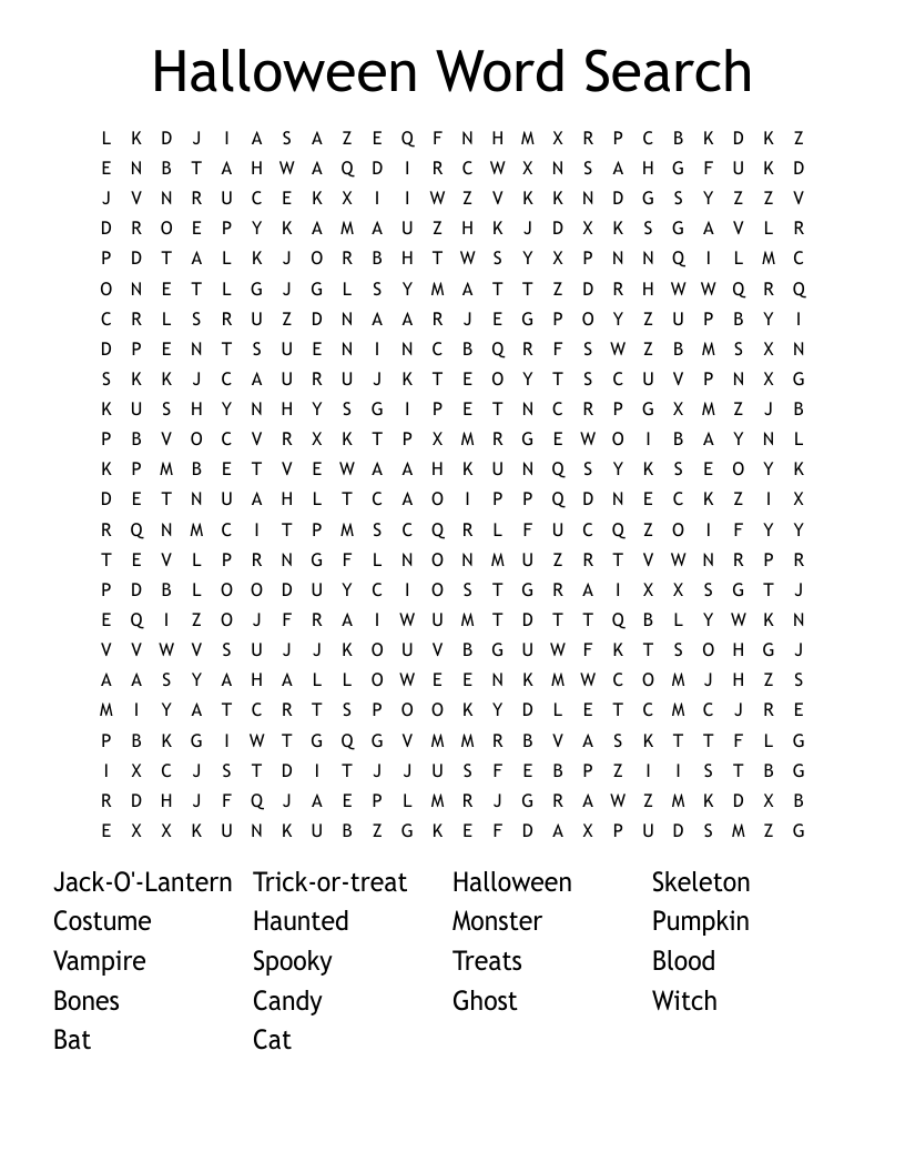 Halloween Word Search