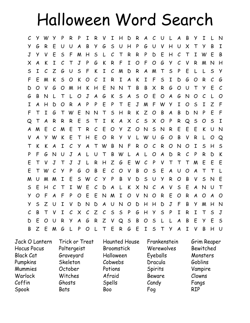 Halloween Word Search