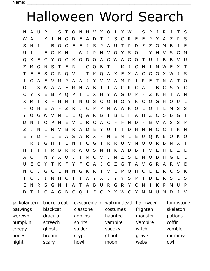 Halloween Word Search