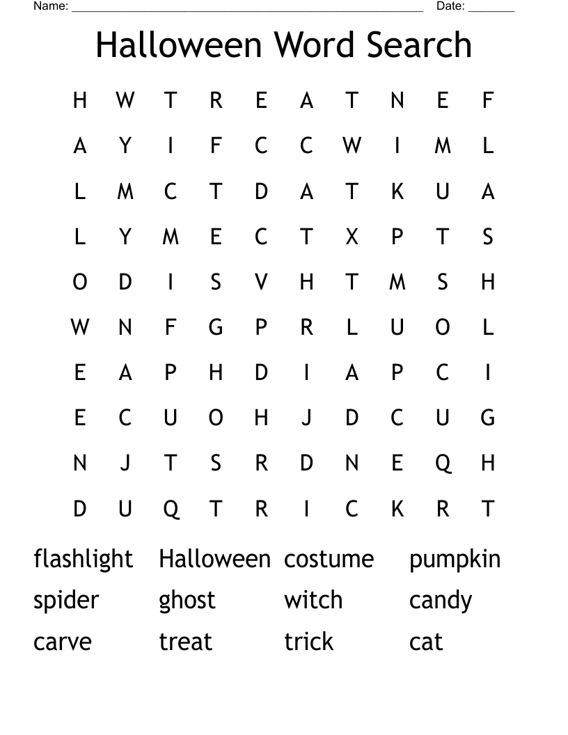 Halloween Word Search