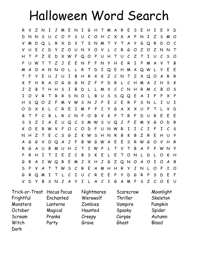 Halloween Word Search