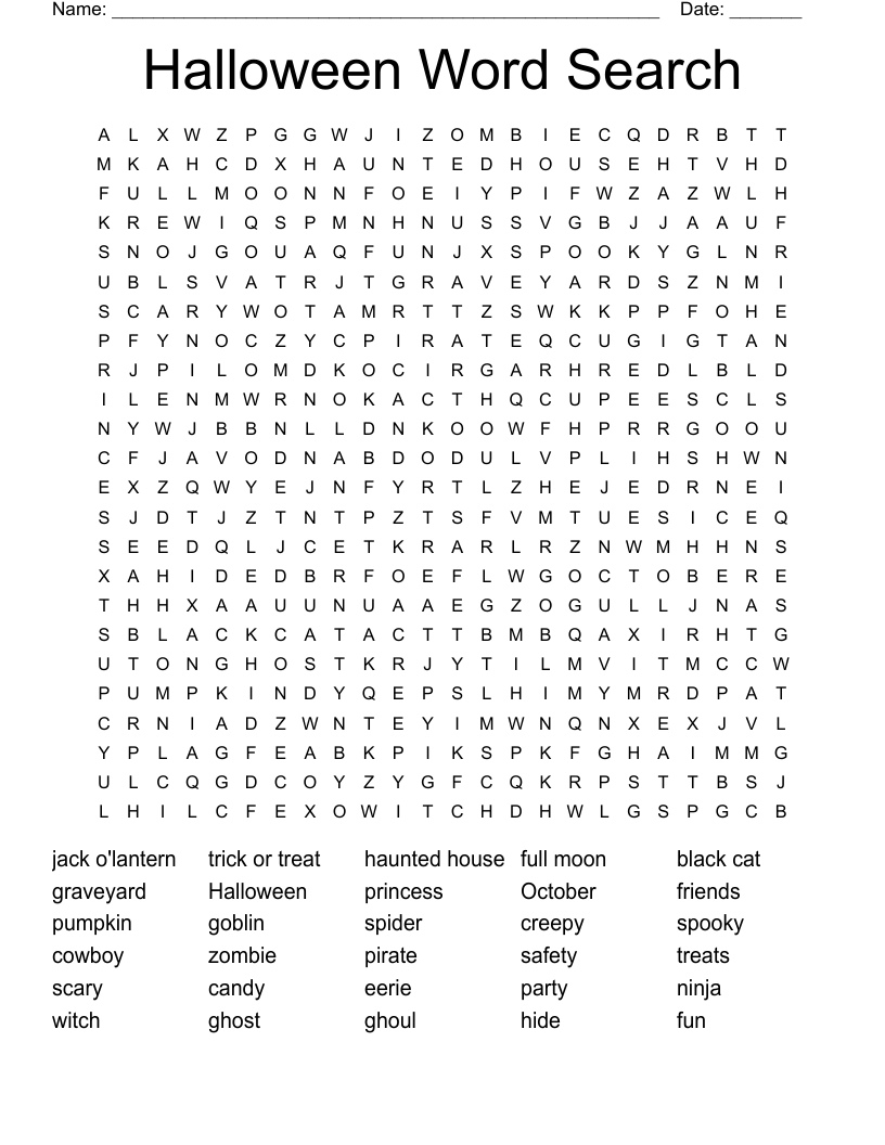 Halloween Word Search