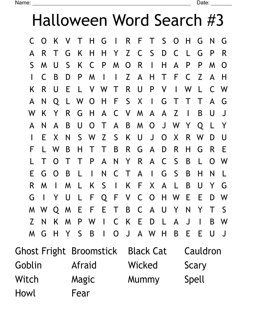 Halloween Word Search #3