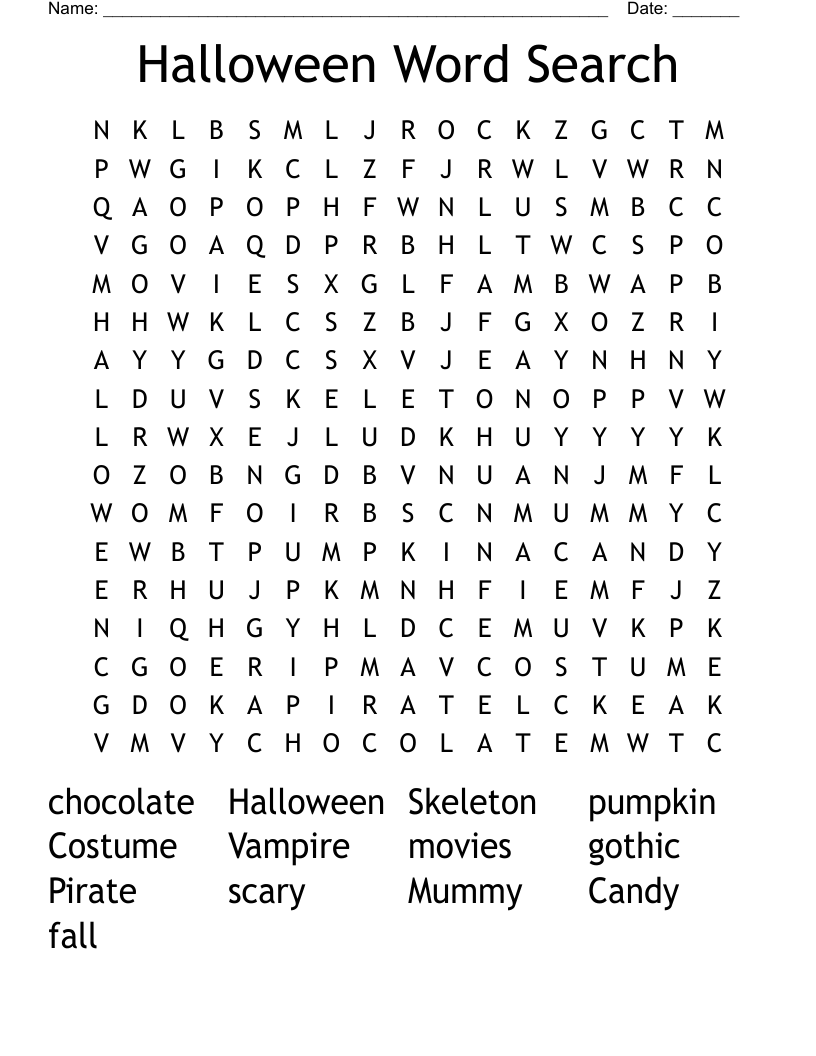 Halloween Word Search