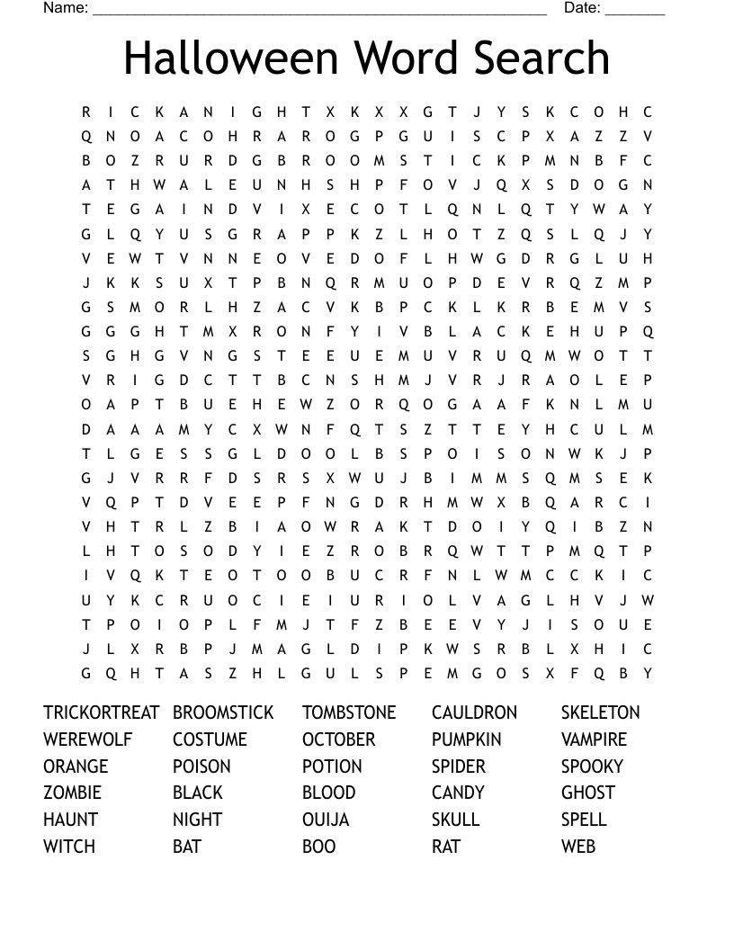 Halloween Word Search