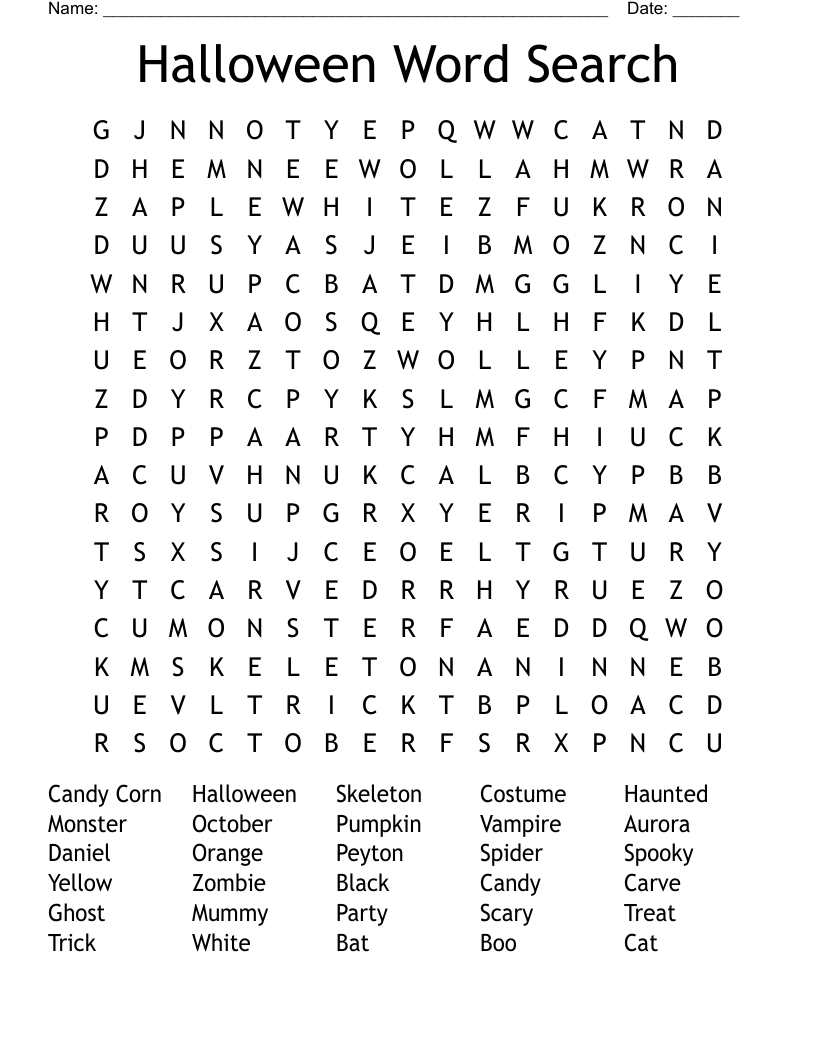 Halloween Word Search