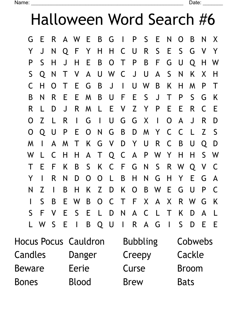 Halloween Word Search #6