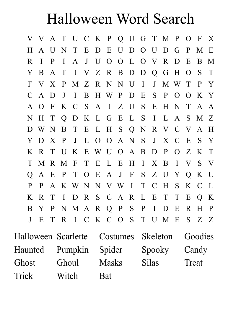 Halloween Word Search