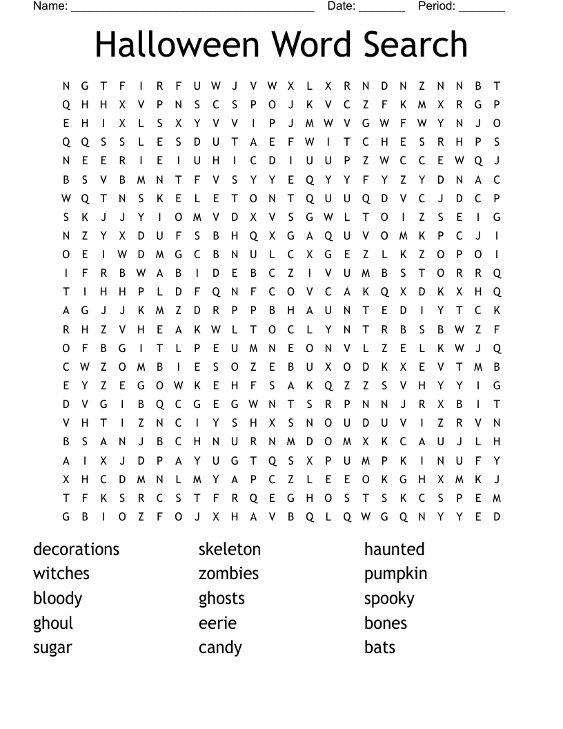 Halloween Word Search 