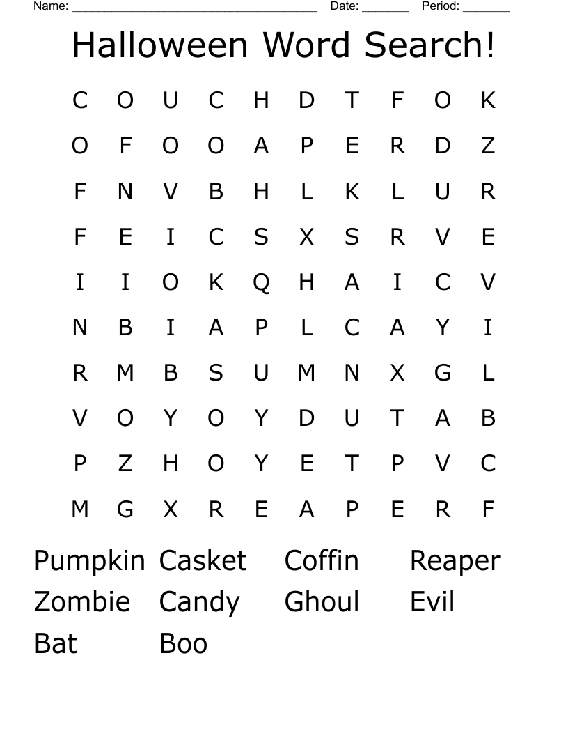 Halloween Word Search!  