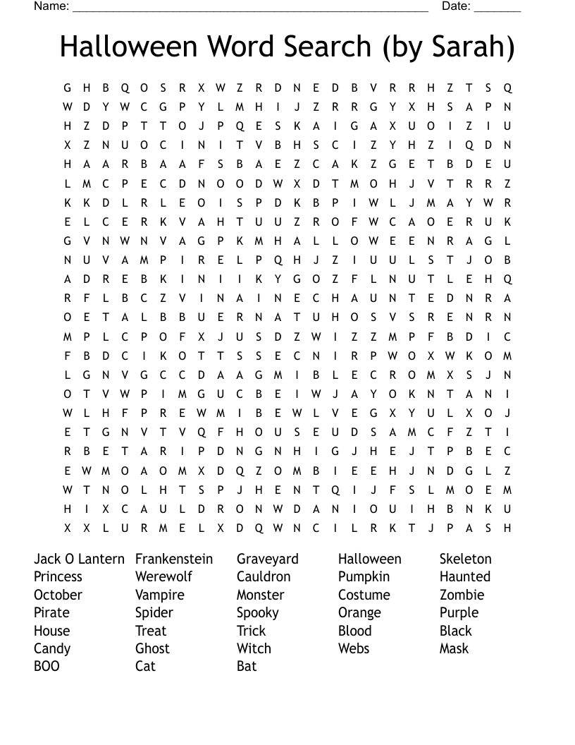 Halloween Word Search (by Sarah)