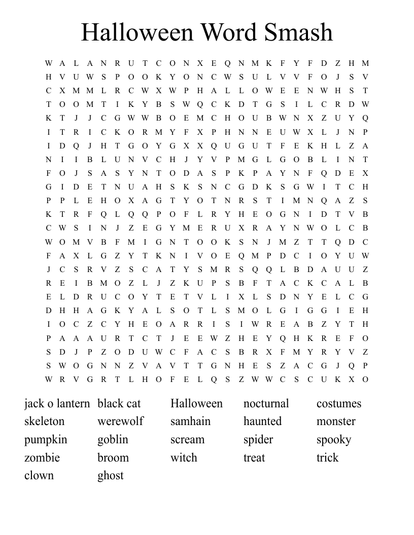 Halloween Word Smash Word Search