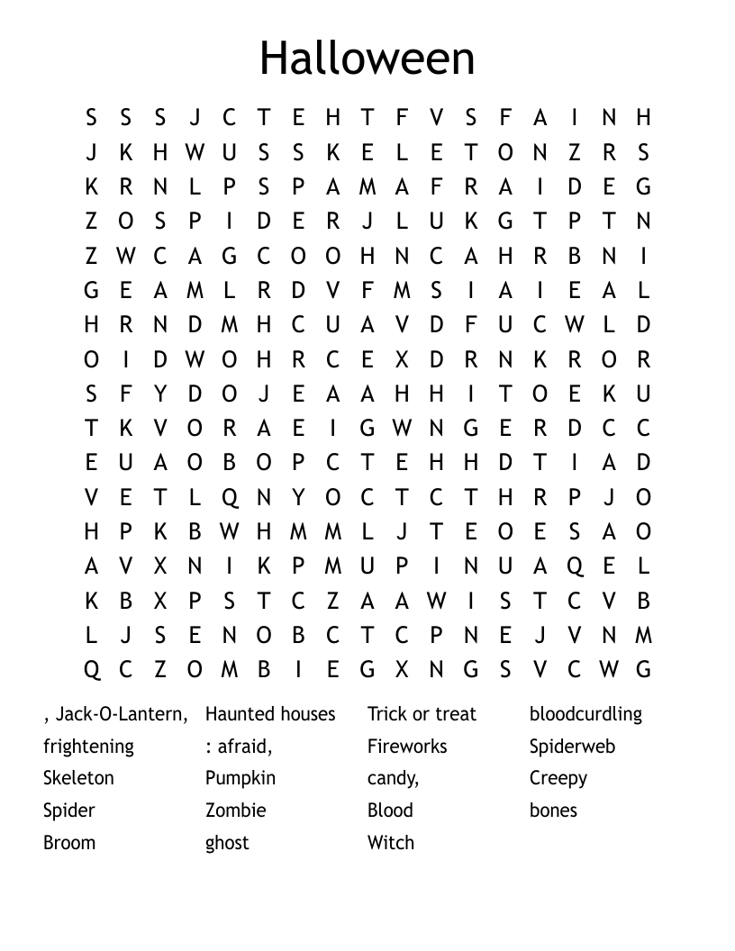 Halloween  Word Search