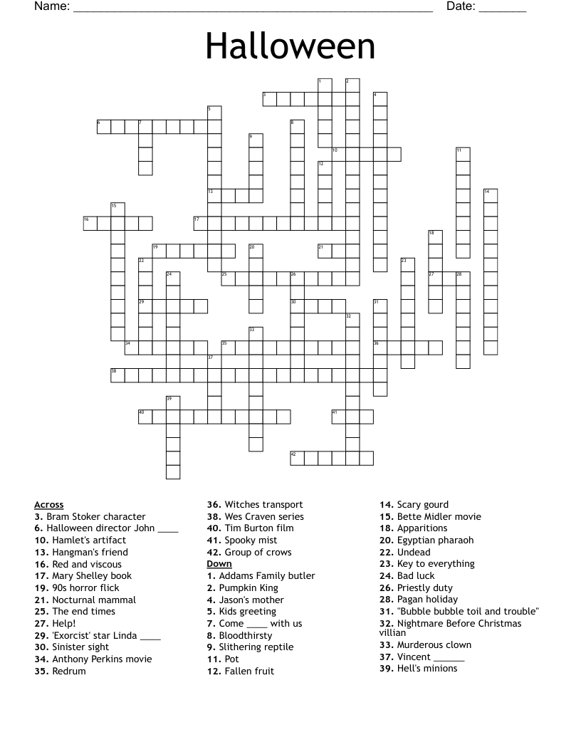 Halloween  Crossword