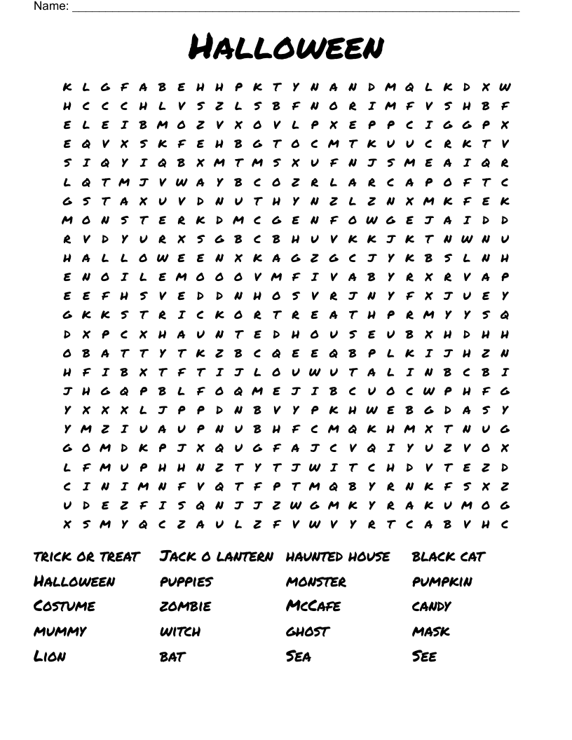 Halloween  Word Search