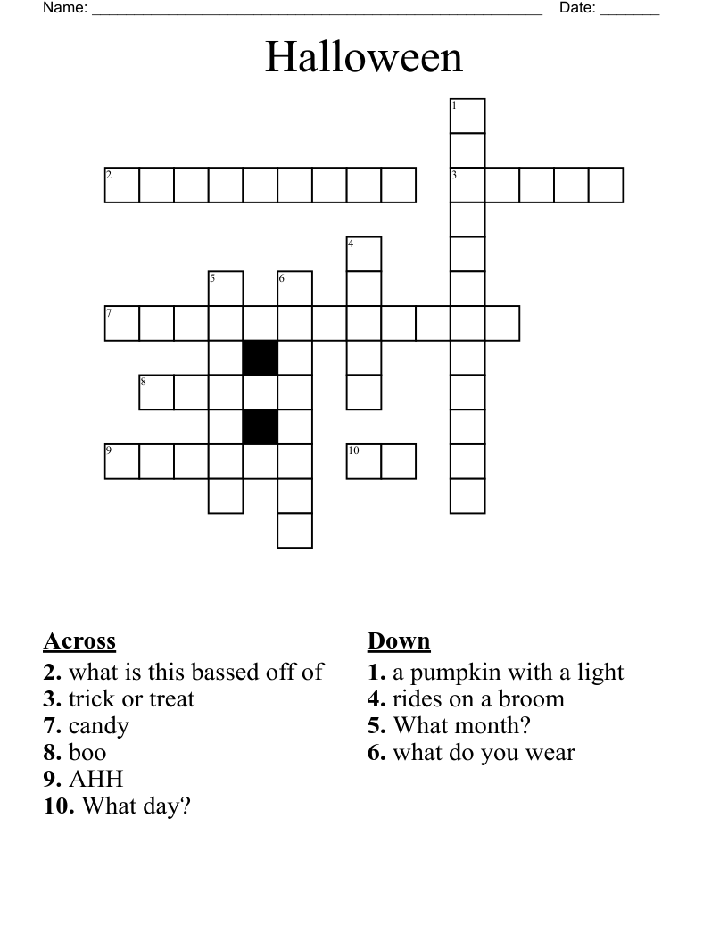 Halloween  Crossword