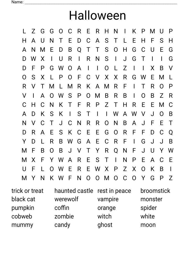 Halloween  Word Search