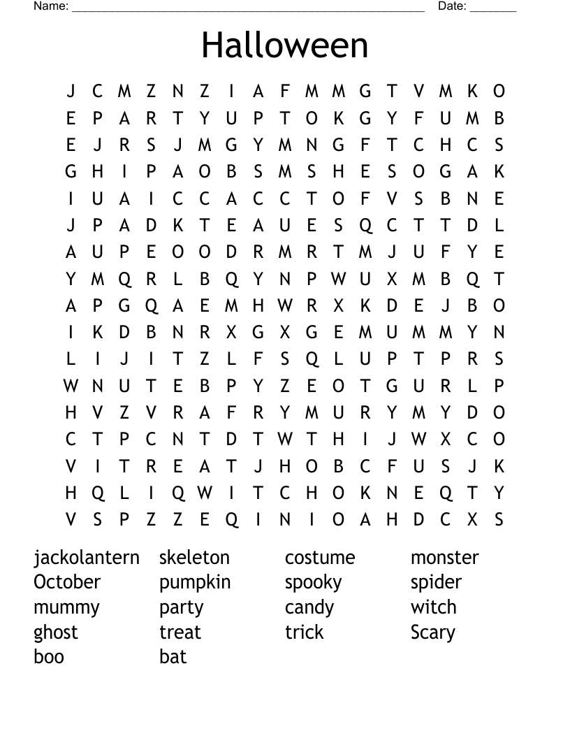 Halloween  Word Search