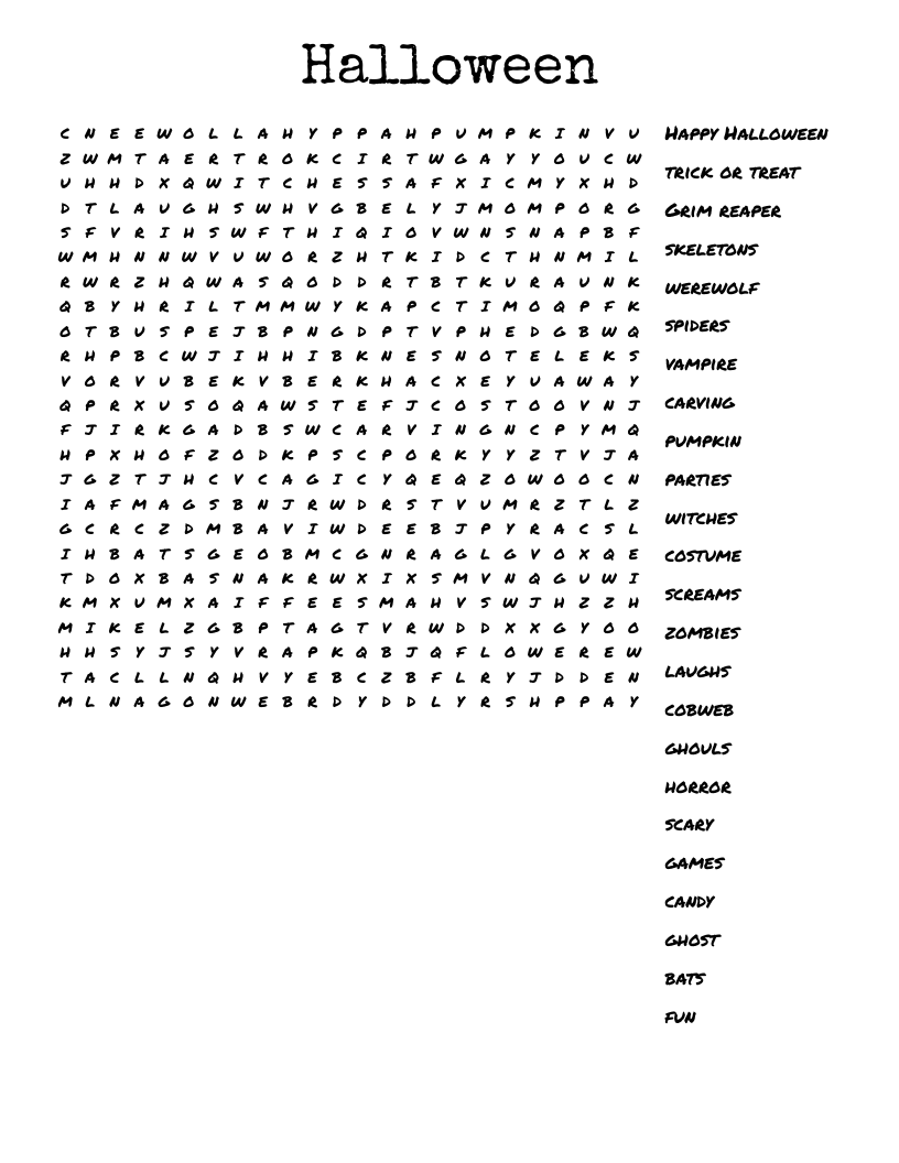 Halloween  Word Search