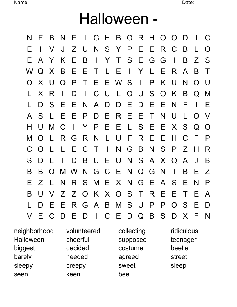 Halloween -  Word Search