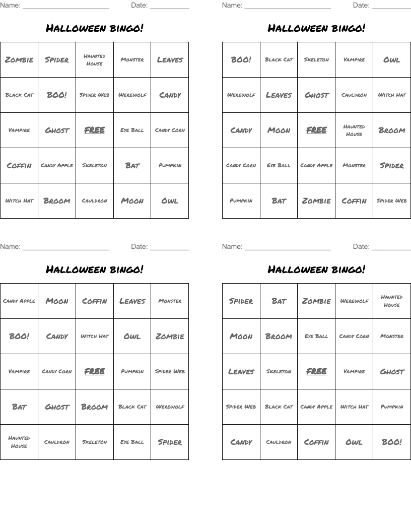 Halloween bingo!