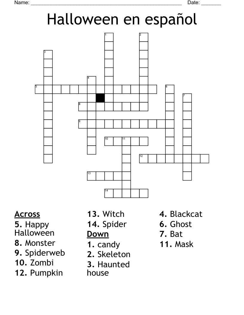 Halloween en español Crossword