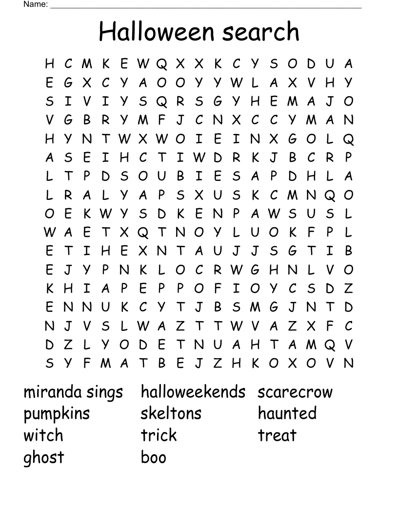 Halloween search Word Search
