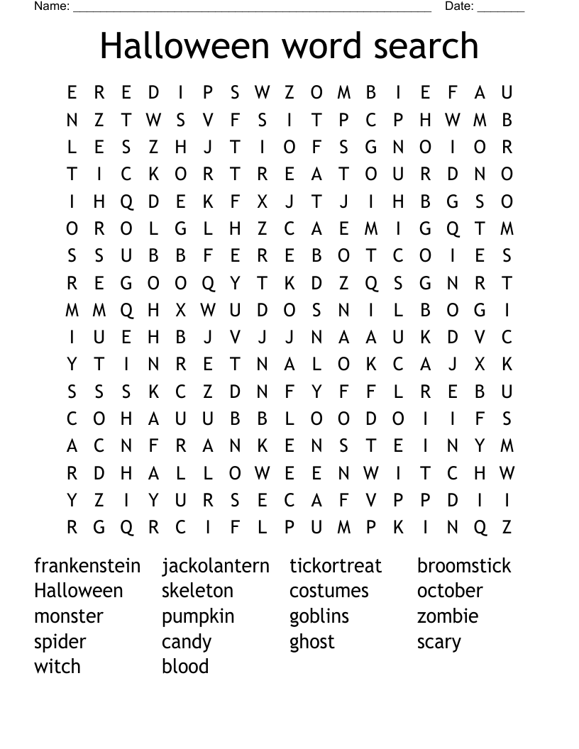 Halloween word search