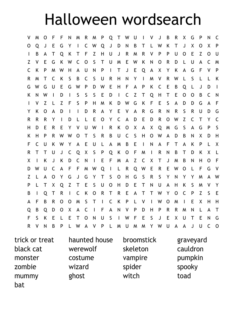 Halloween wordsearch