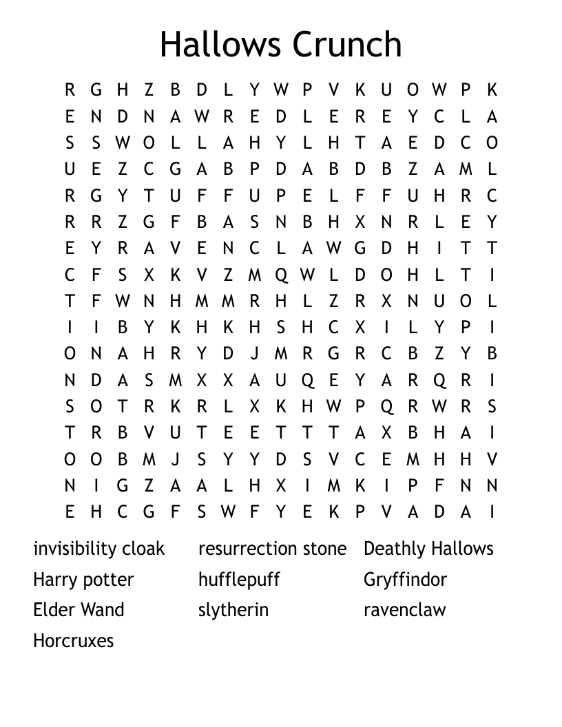 Hallows Crunch Word Search