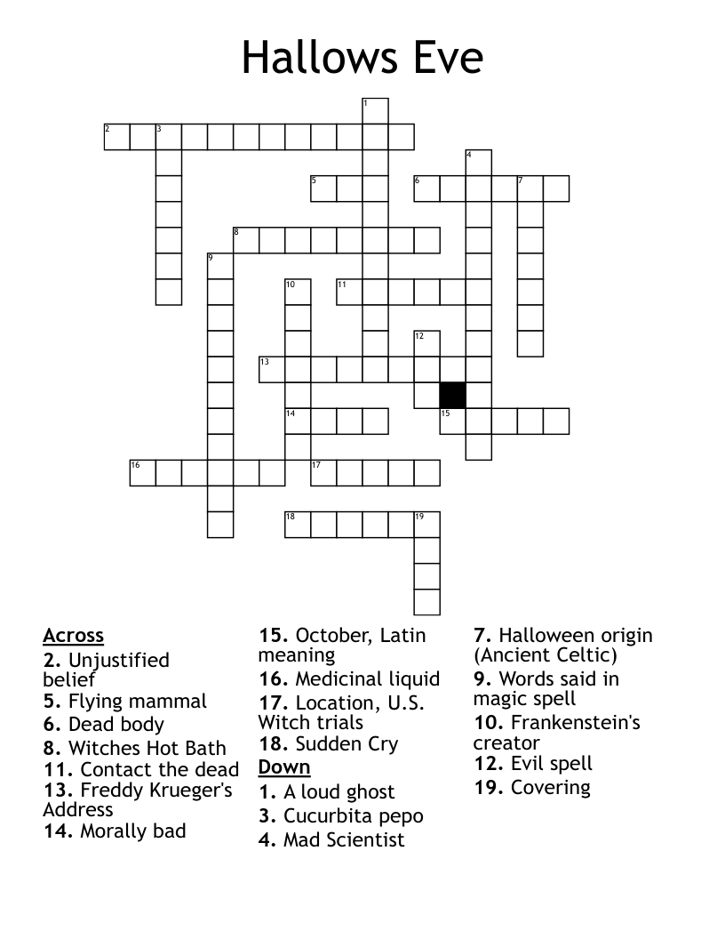 Hallows Eve Crossword