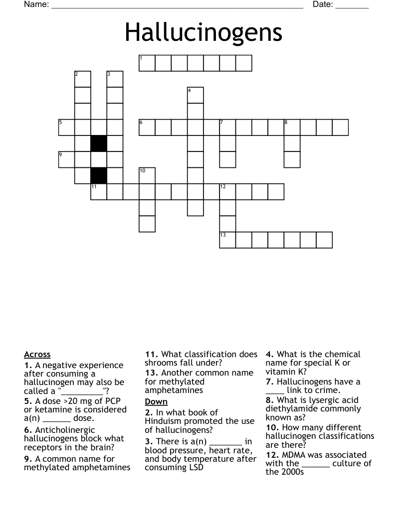 Hallucinogens Crossword
