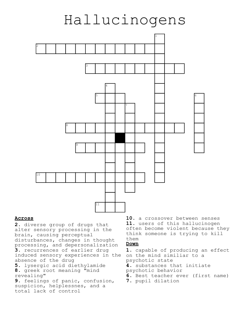 Hallucinogens Crossword