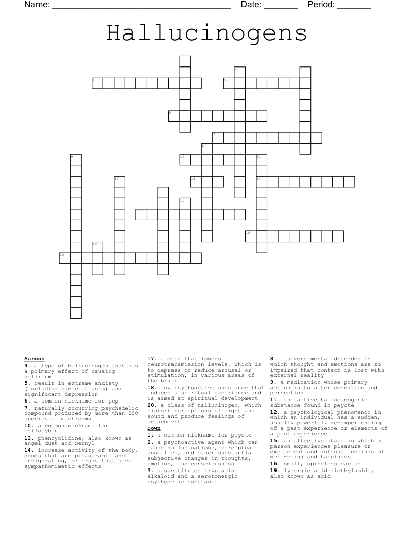 Hallucinogens Crossword