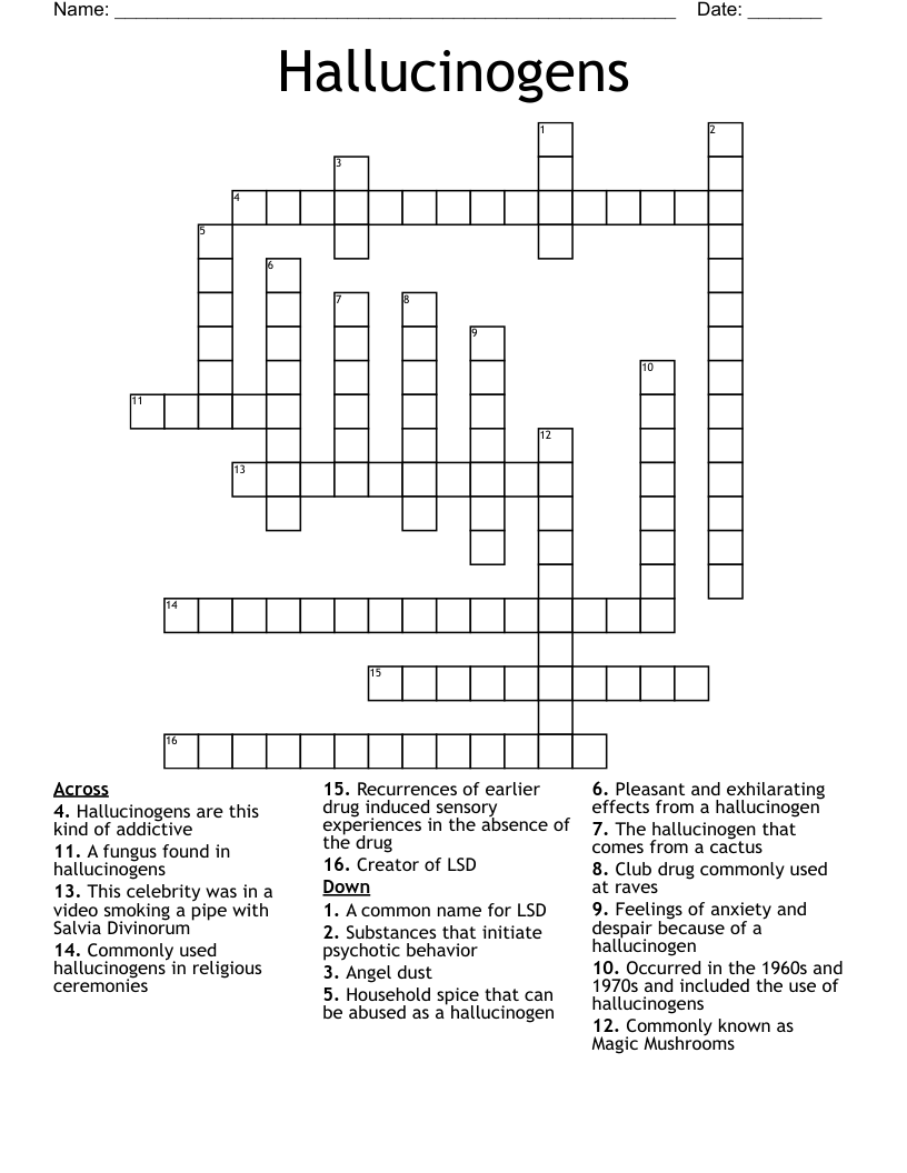 Hallucinogens Crossword