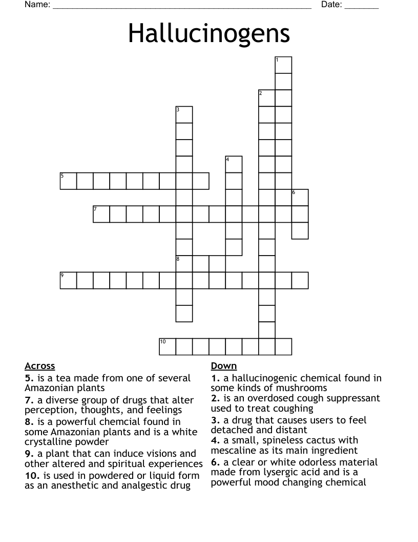 Hallucinogens Crossword
