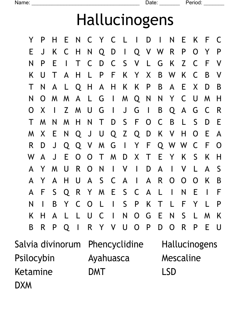 Hallucinogens  Word Search