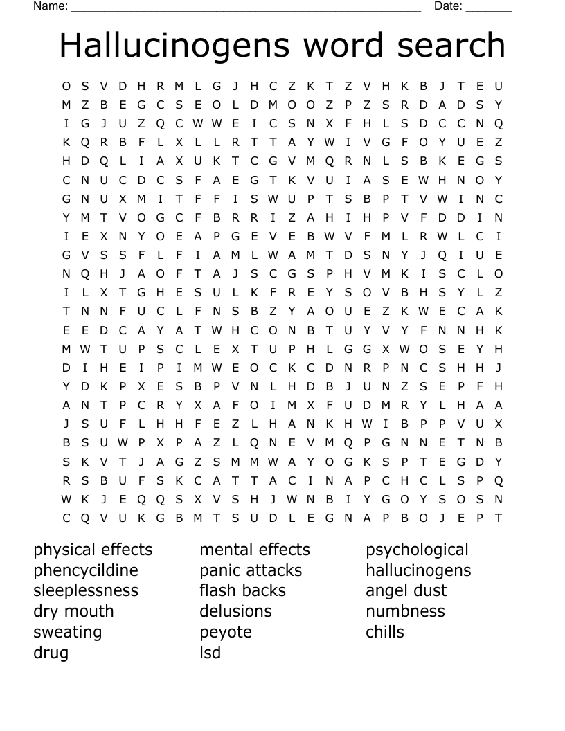 Hallucinogens word search