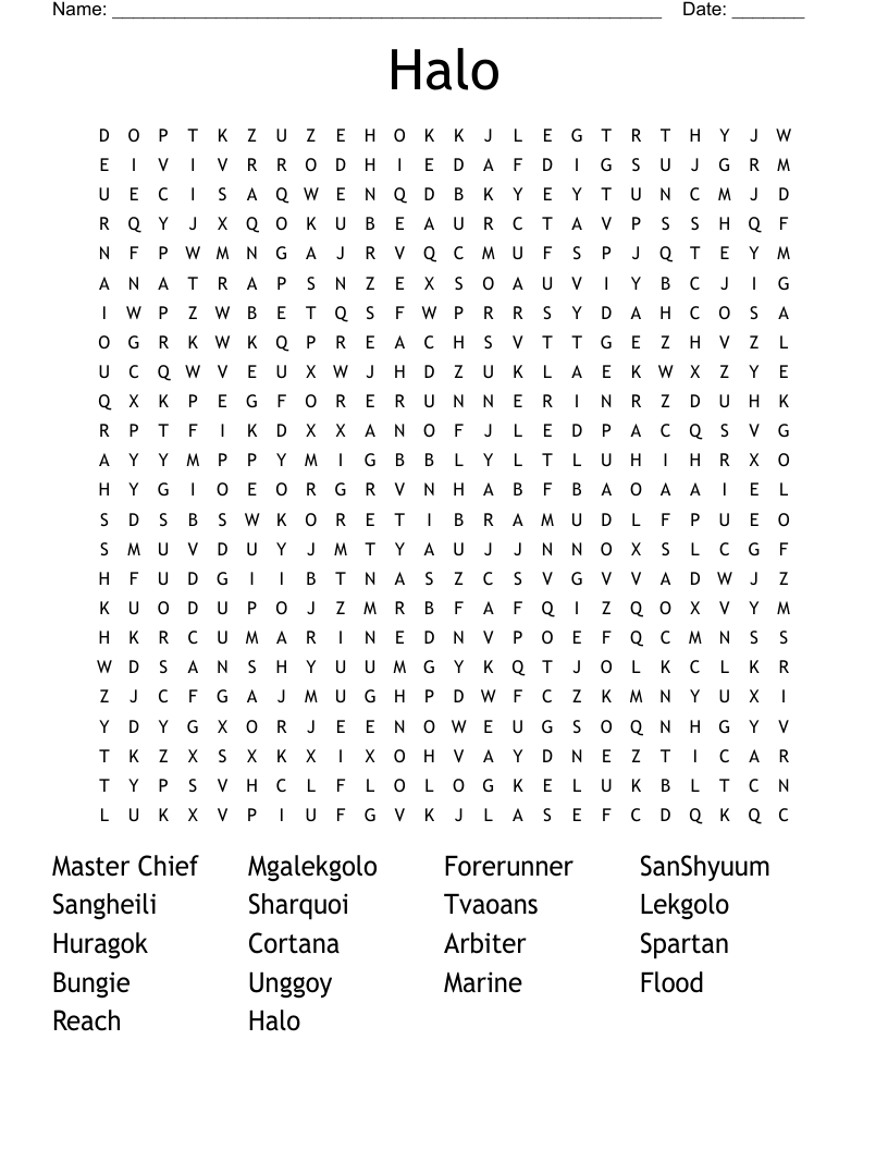 Halo Word Search
