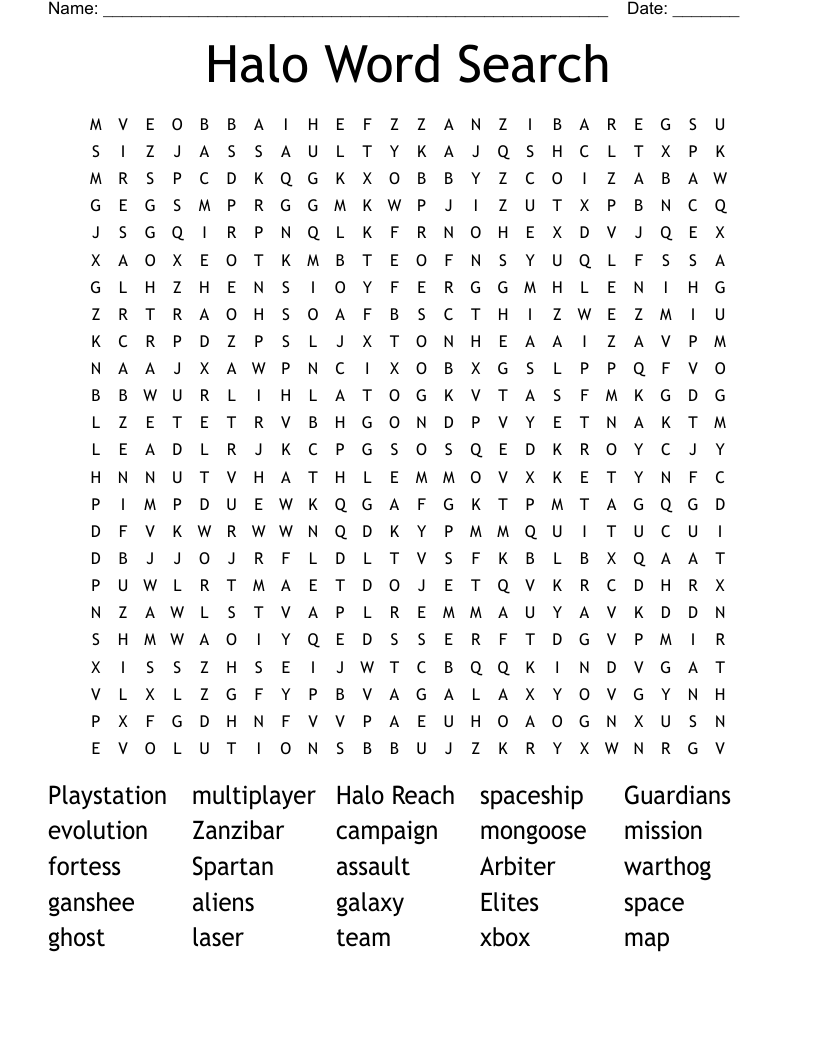 Halo Word Search
