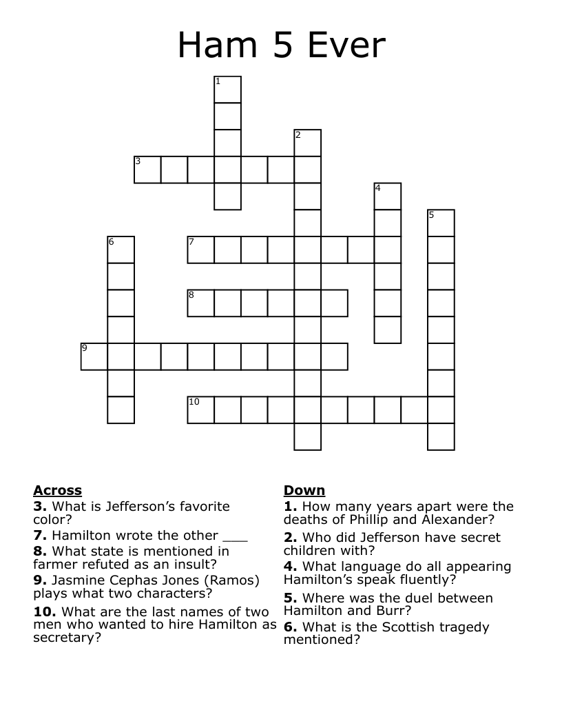 Ham 5 Ever Crossword