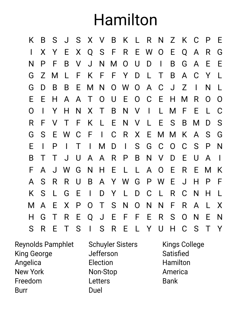 Hamilton Word Search
